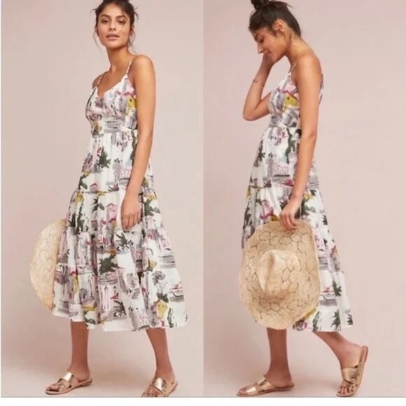 Anthropologie Dresses & Skirts - [New] Anthropologie (XS) Lazybones City Scape Colorful Cotton Midi Sundress